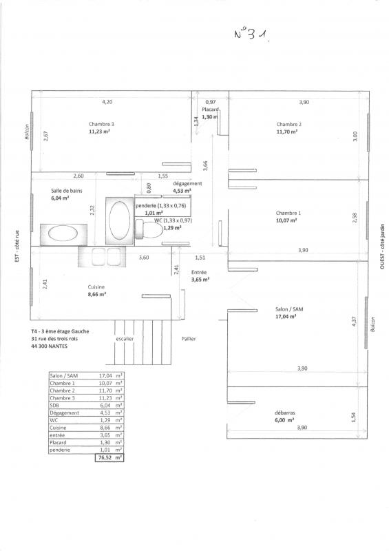 Location appartement t4 76 m² à Nantes 44000 - 941 €