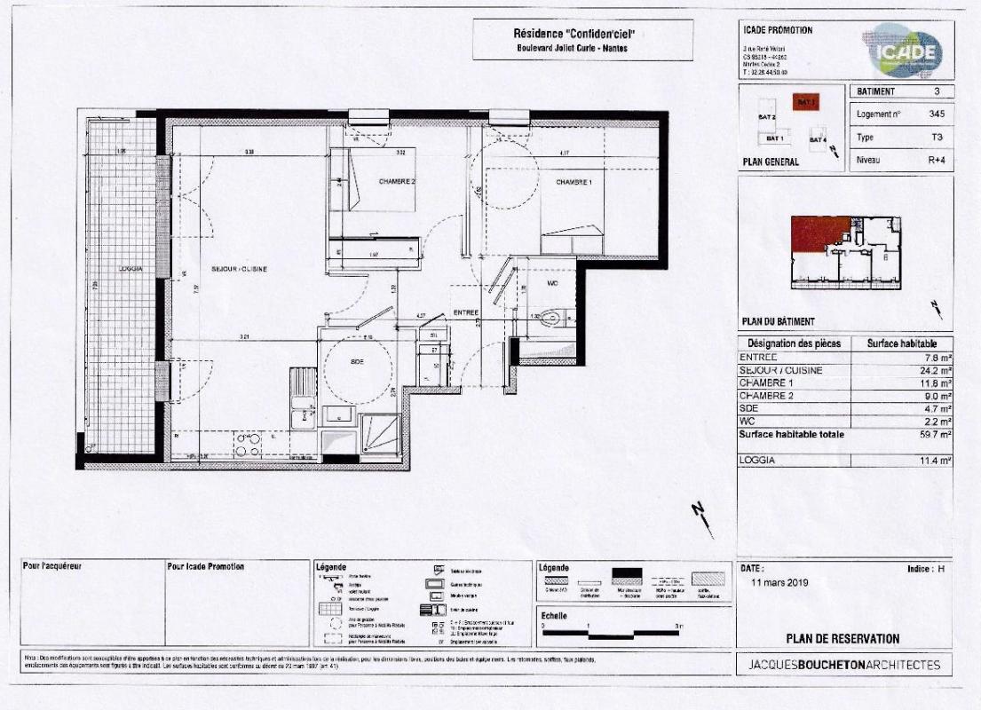 Location appartement t3 59 m² à Nantes 44200 Saint-Jacques-Ripossière - 886 €