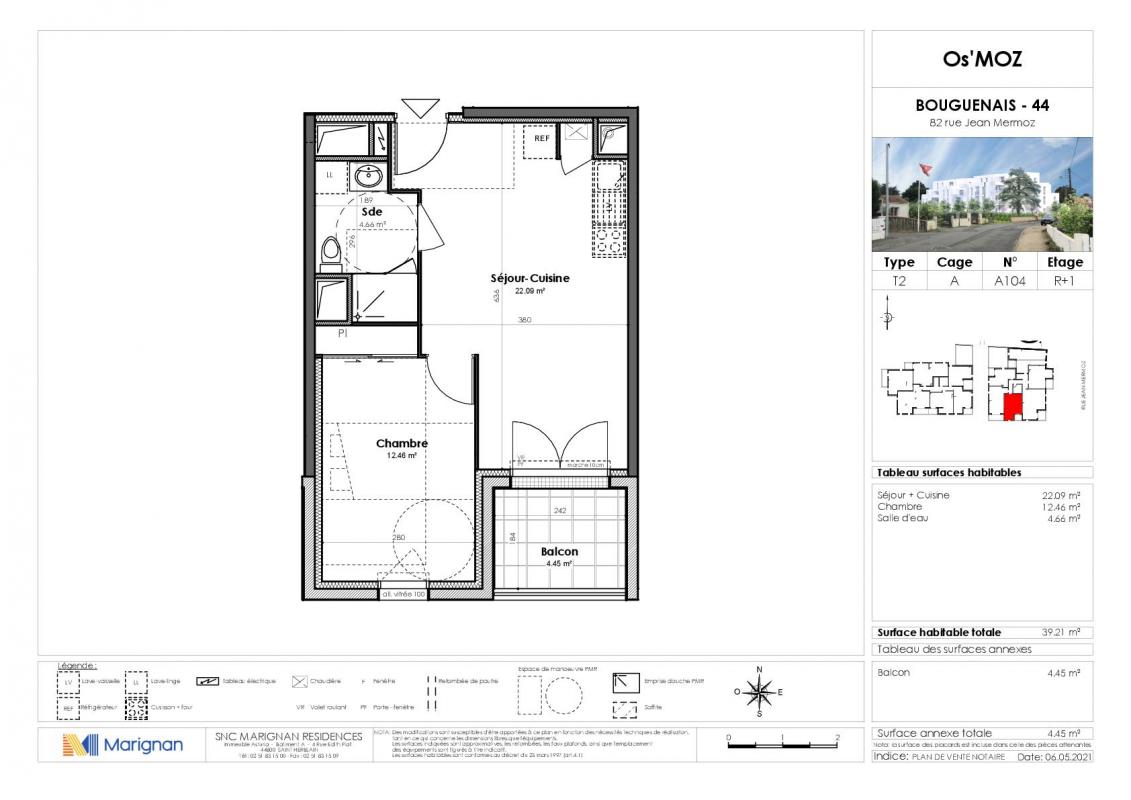 Location appartement t2 39 m² à Bouguenais 44340 - 569 €