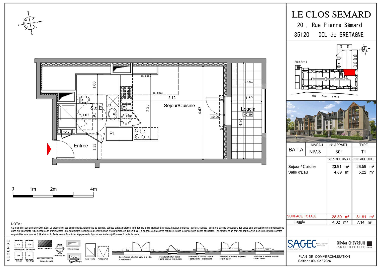 Vente appartement 1 pièce 28.8 m² à Dol-de-Bretagne 35120 Gare